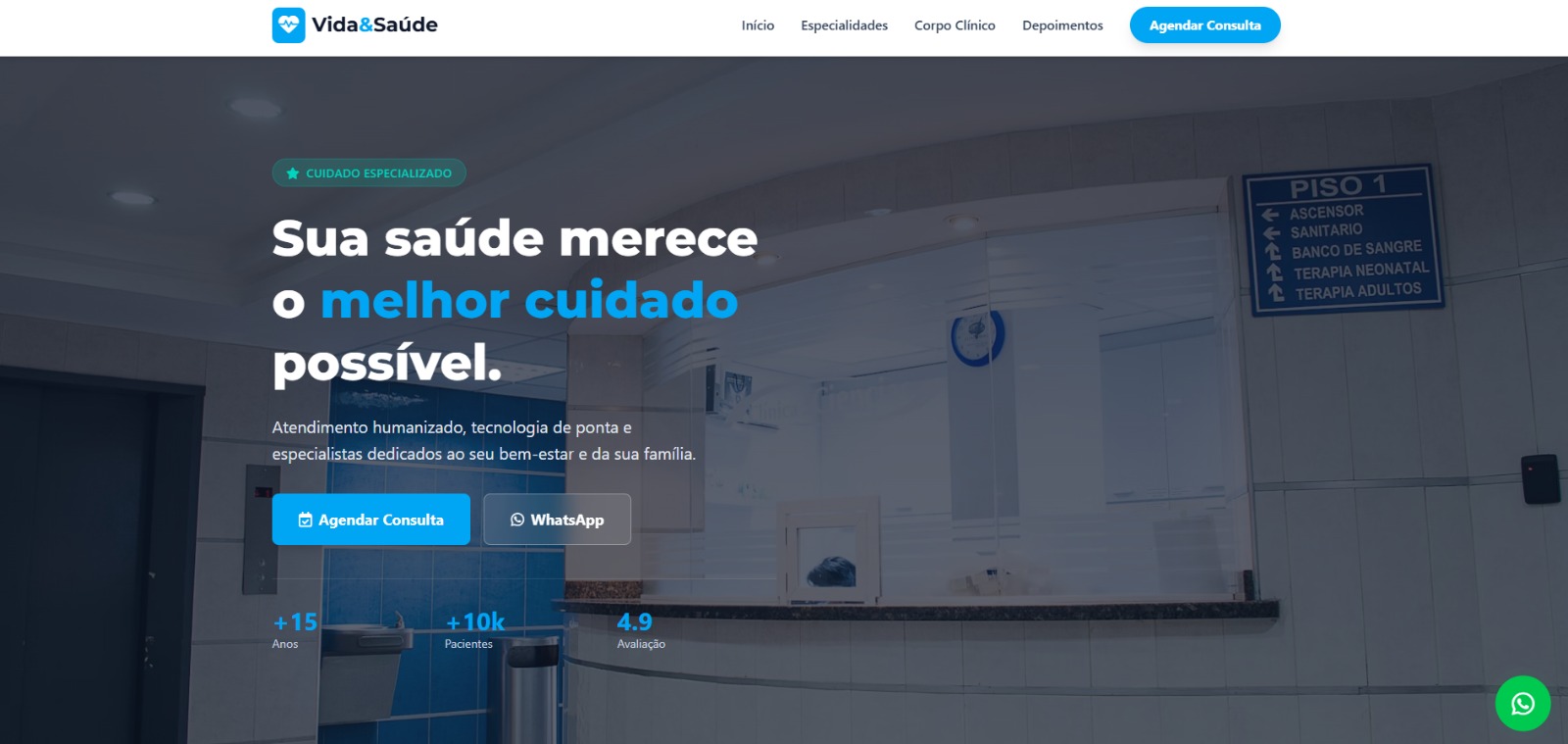 Site institucional para clínicas